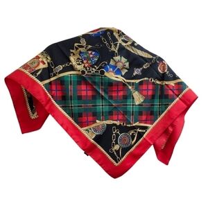 Tie Rack Art Of The Scarf Womens Square Scarf One Size Red Belt Print Italy